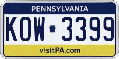 PA license plate KOW3399