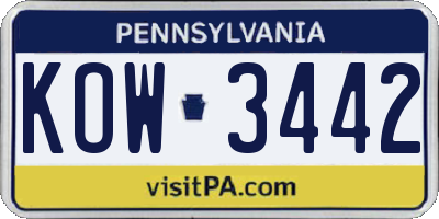 PA license plate KOW3442