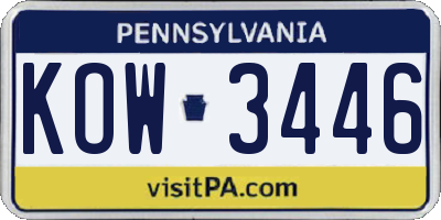 PA license plate KOW3446