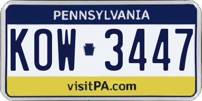 PA license plate KOW3447