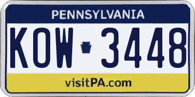 PA license plate KOW3448