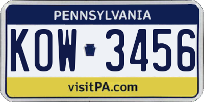 PA license plate KOW3456