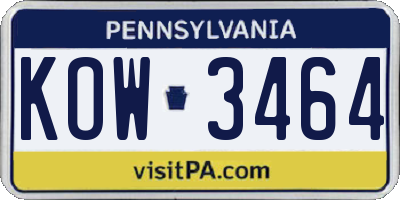PA license plate KOW3464