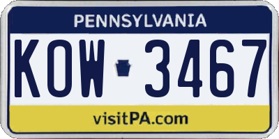 PA license plate KOW3467