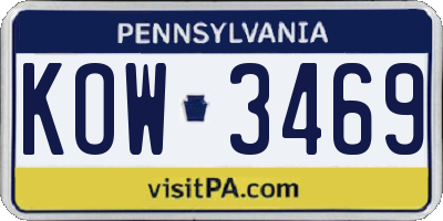 PA license plate KOW3469