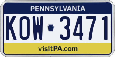 PA license plate KOW3471
