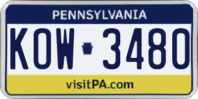 PA license plate KOW3480