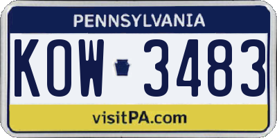 PA license plate KOW3483