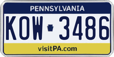 PA license plate KOW3486