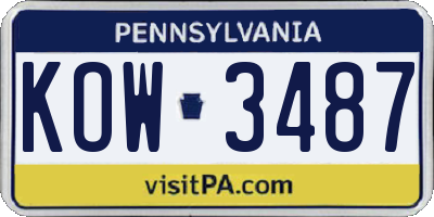 PA license plate KOW3487