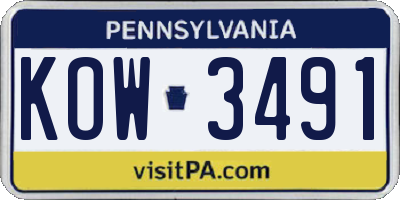 PA license plate KOW3491