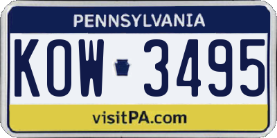 PA license plate KOW3495