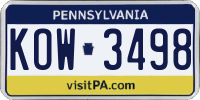 PA license plate KOW3498