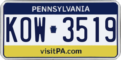 PA license plate KOW3519