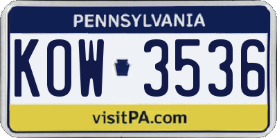 PA license plate KOW3536