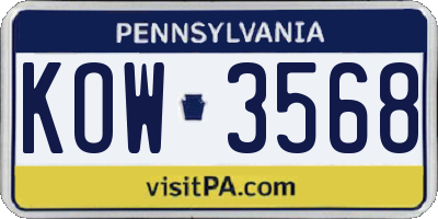 PA license plate KOW3568