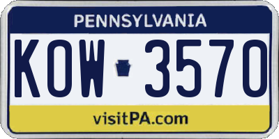 PA license plate KOW3570