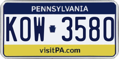 PA license plate KOW3580