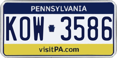 PA license plate KOW3586