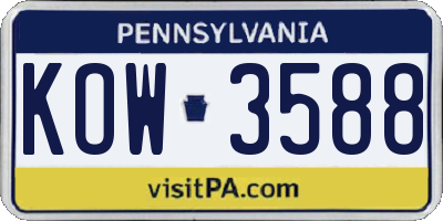 PA license plate KOW3588