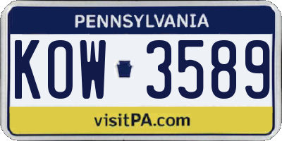 PA license plate KOW3589