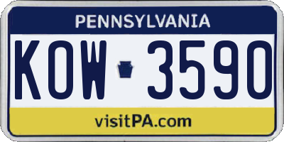 PA license plate KOW3590