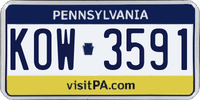 PA license plate KOW3591