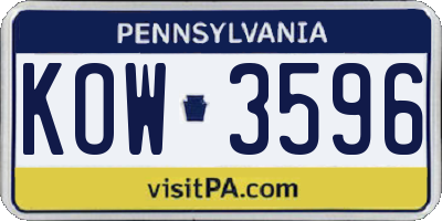 PA license plate KOW3596