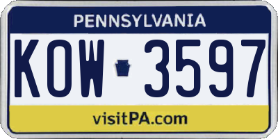 PA license plate KOW3597