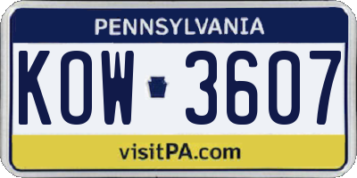 PA license plate KOW3607