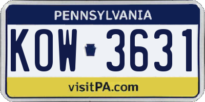 PA license plate KOW3631