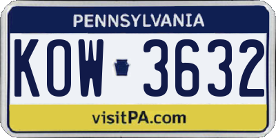 PA license plate KOW3632