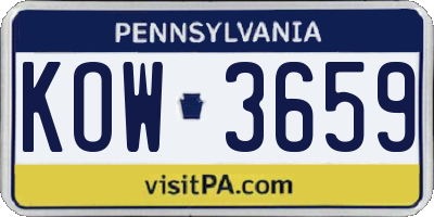 PA license plate KOW3659