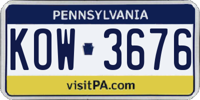 PA license plate KOW3676