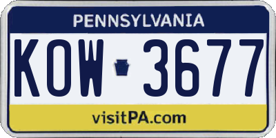 PA license plate KOW3677