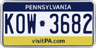 PA license plate KOW3682