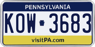 PA license plate KOW3683