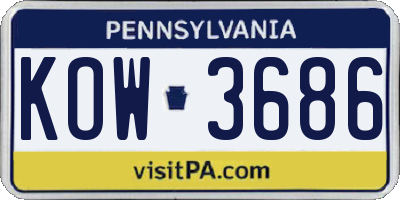 PA license plate KOW3686