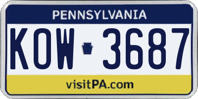 PA license plate KOW3687