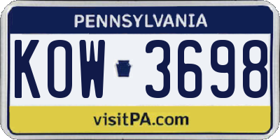 PA license plate KOW3698