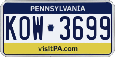 PA license plate KOW3699
