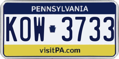 PA license plate KOW3733
