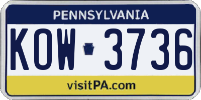 PA license plate KOW3736