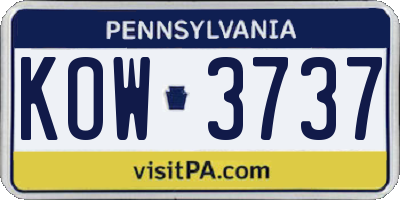 PA license plate KOW3737