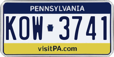 PA license plate KOW3741