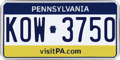 PA license plate KOW3750
