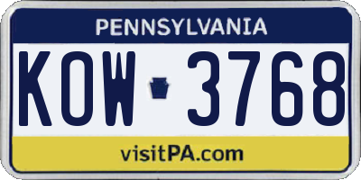 PA license plate KOW3768