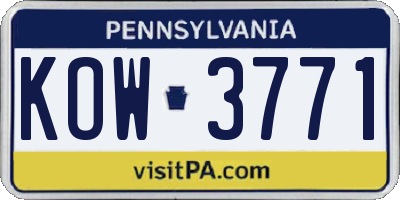 PA license plate KOW3771