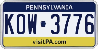 PA license plate KOW3776