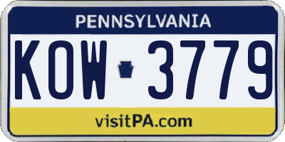 PA license plate KOW3779